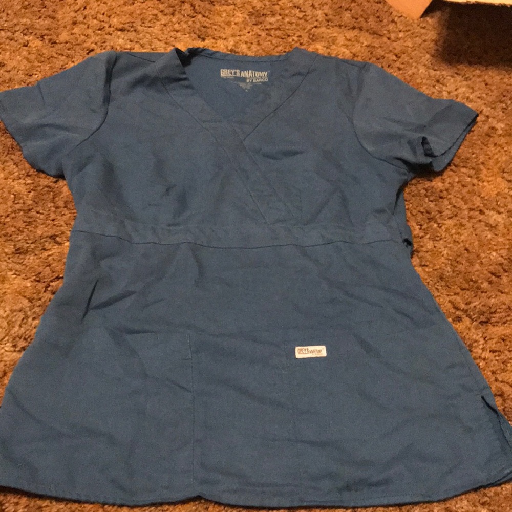 Greys anatomy mock wrap scrub top